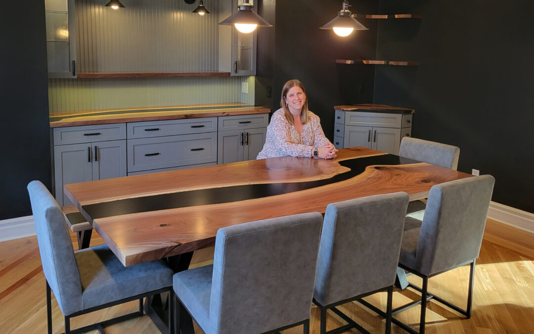 Matching Walnut Dining Room Table, Shelves & Countertop
