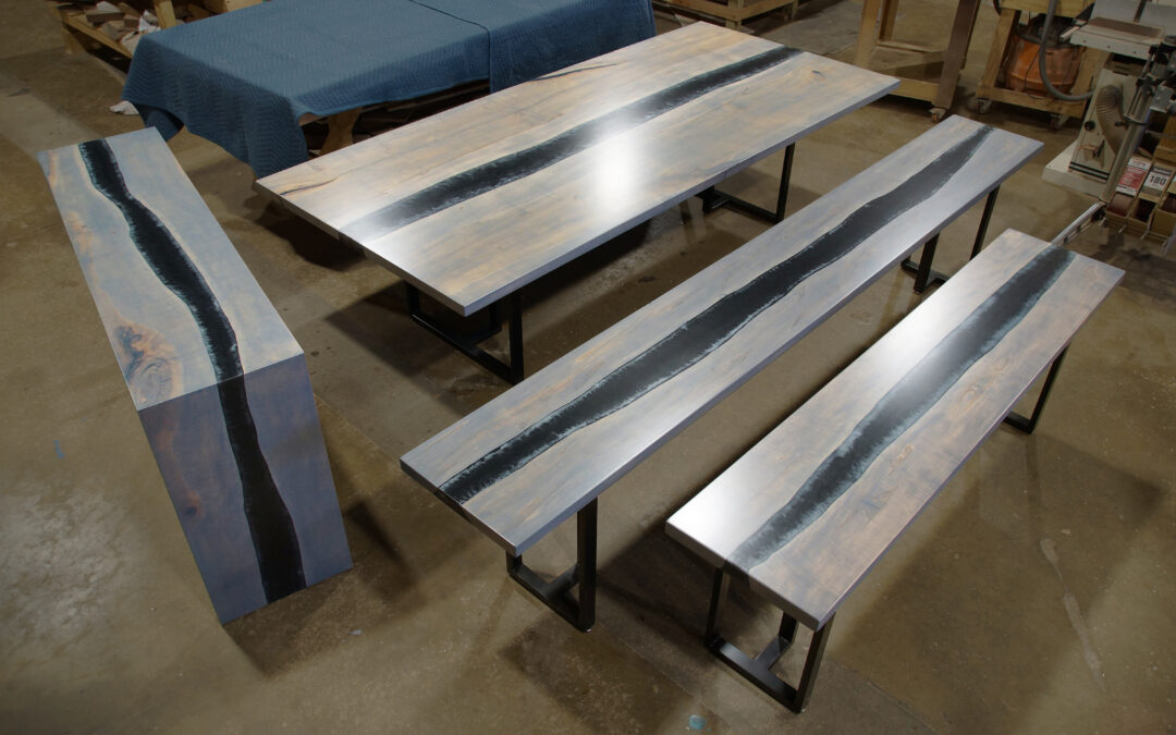 Gray Stained Maple River Table Set