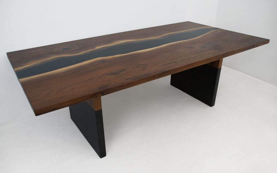 Walnut River Dining Table With Custom Base
