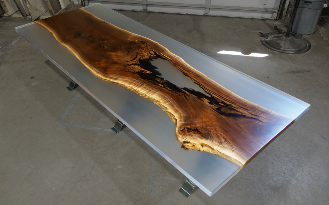 Walnut Dining Table With Clear Epoxy