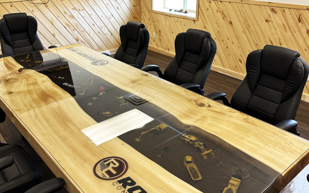 Elm Conference Table With Embedded Scale Construction Models