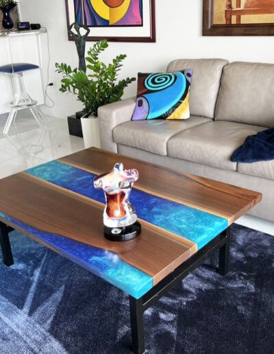 Walnut Coffee Table With Blue Epoxy 0049 8
