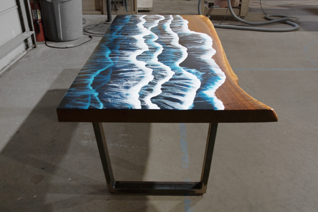 http://Ocean%20Scene%20Coffee%20Table%20With%20Live%20Edge%20&%20Walnut%20Wood%201940%205