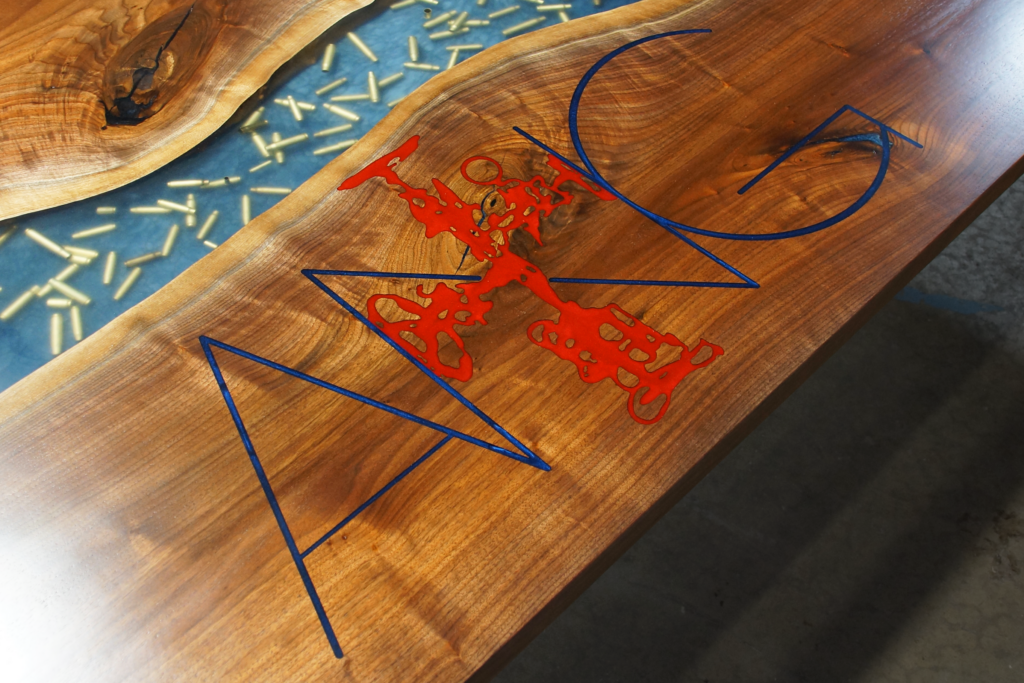 http://Walnut%20Conference%20Table%20With%20Engraved%20Logo%20&%20Epoxy%20Embedded%20Bullets%201919%208