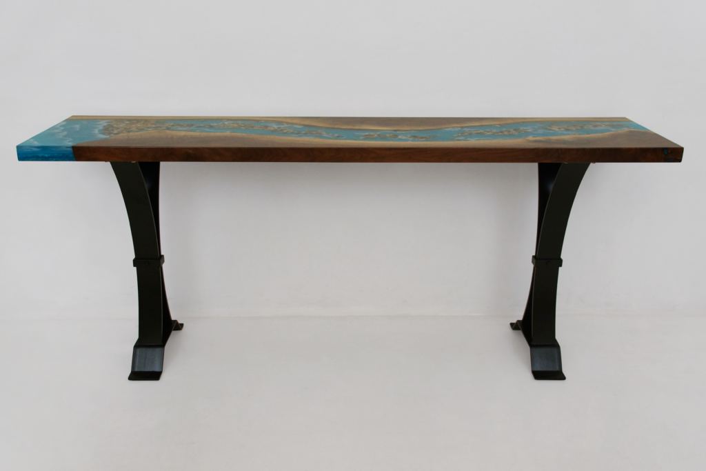 http://Walnut%20Sofa%20Table%20With%20Epoxy,%20LED%20Lights%20&%20Embedded%20Rocks%202349%203