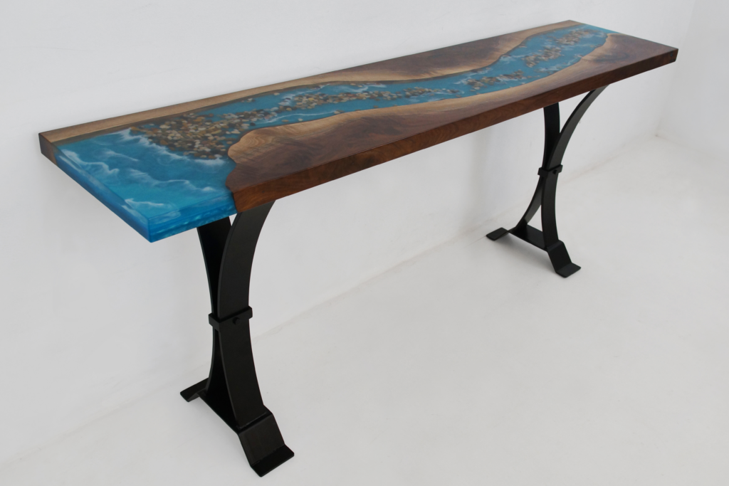 http://Walnut%20Sofa%20Table%20With%20Epoxy,%20LED%20Lights%20&%20Embedded%20Rocks%202349%202