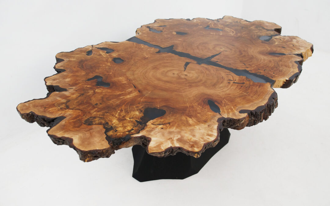 Maple Cookie Coffee Table With Translucent Black Epoxy