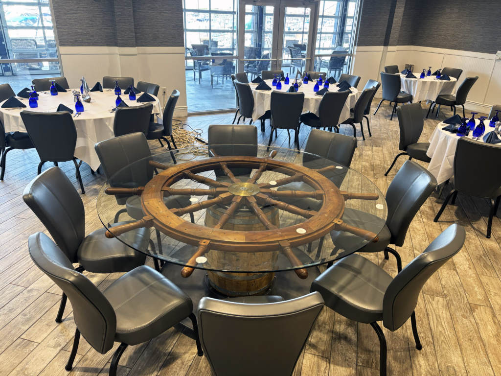 http://Shipwheel%20And%20Whiskey%20Barrel%20Dining%20Table%203