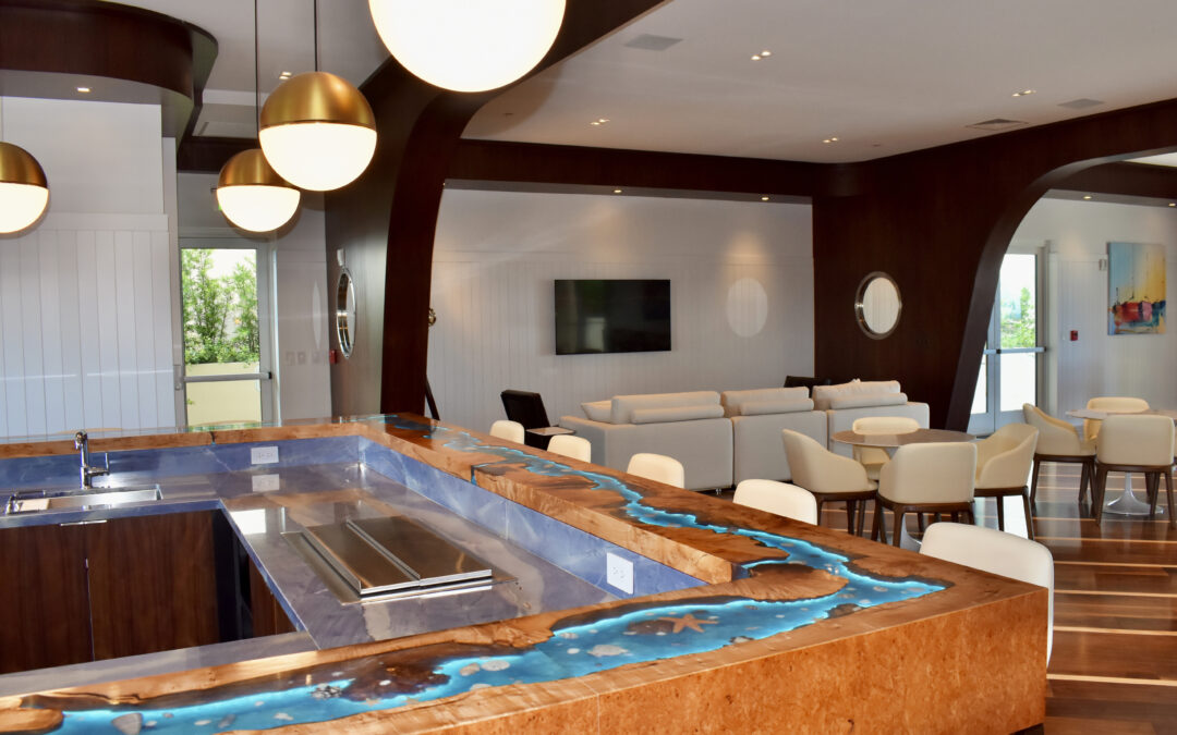 Large Maple Burl Bar Top With Embedded Seashells