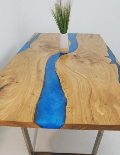 epoxy dining tables with elm wood blue epoxy