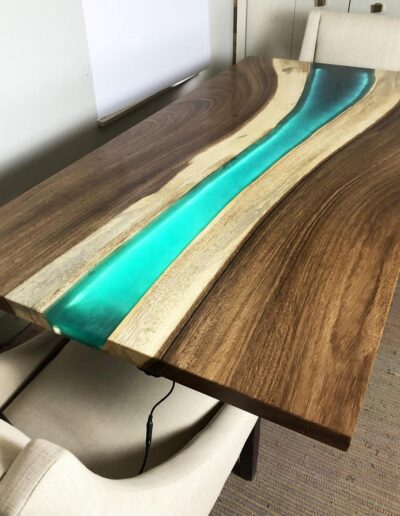epoxy dining room table with led lights