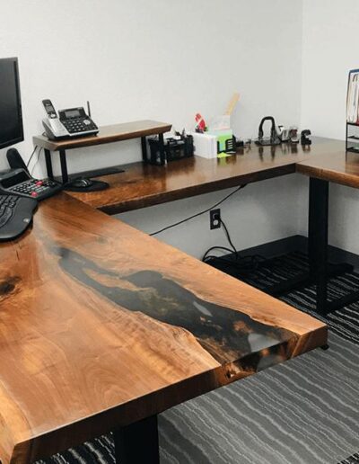 custom wood furniture online standing desk with clear epoxy