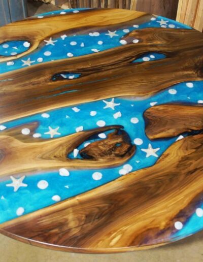 custom wood furniture online round epoxy conference table with embedded seashells