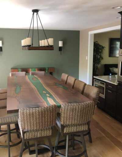 custom wood furniture online custom dining table with green epoxy