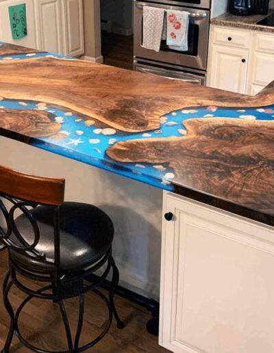 custom furniture online custom epoxy countertop with embedded seashells