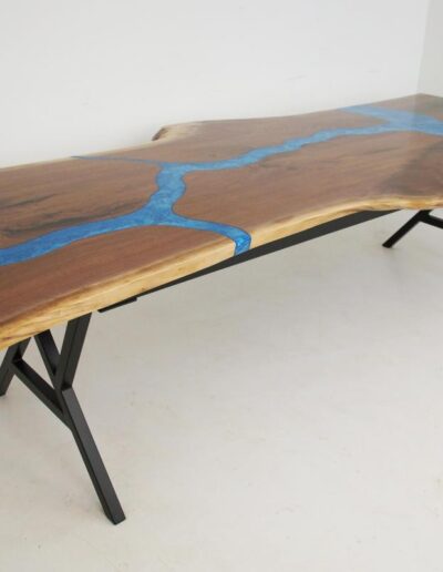 cnc engraved live edge walnut river table 8