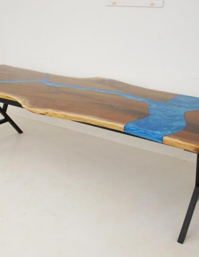 cnc engraved live edge walnut river table 9