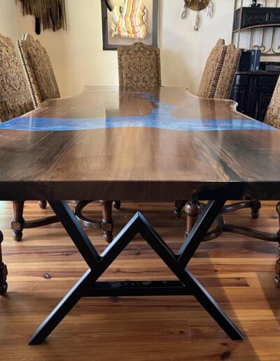 cnc engraved live edge walnut river table 6