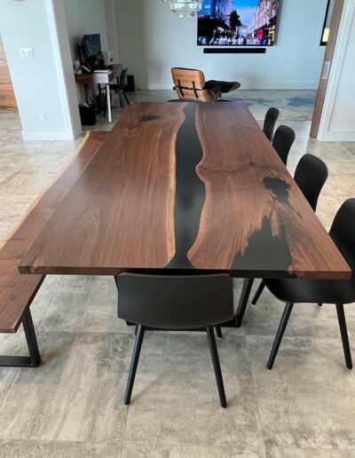 matching walnut dining room table live edge bench 10
