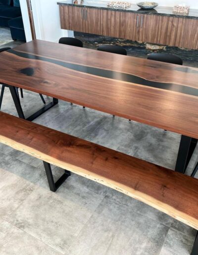 matching walnut dining room table live edge bench 8
