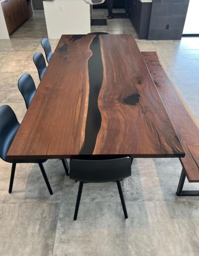matching walnut dining room table live edge bench 9
