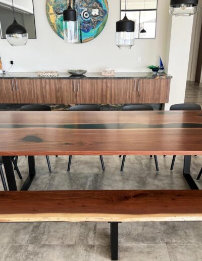 matching walnut dining room table live edge bench 7