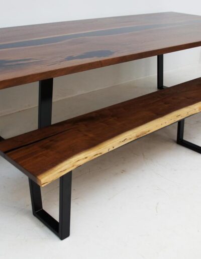matching walnut dining room table live edge bench 3