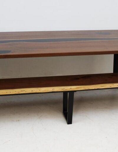 matching walnut dining room table live edge bench 1