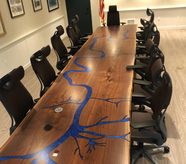 Epoxy & Walnut Mississippi River Conference Table
