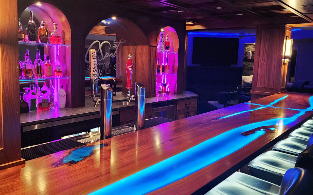 LED Lit Custom River Countertops