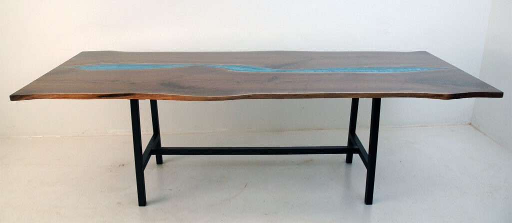 http://Walnut%20Dining%20Room%20Table%20With%20Blue%20Epoxy%20Resin%20River%2011