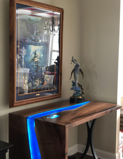 Walnut LED Lit Console River Table 2