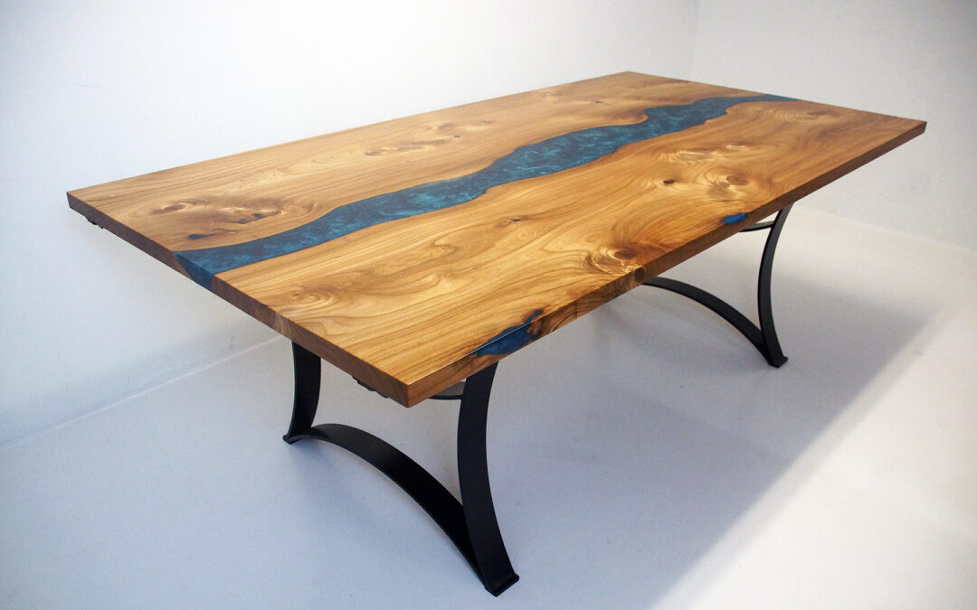 Extendable Elm Dining Room River Table