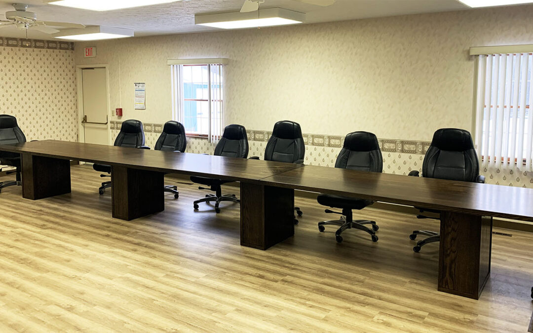 24′ Stained White Oak Epoxy Table For Conference Rooms