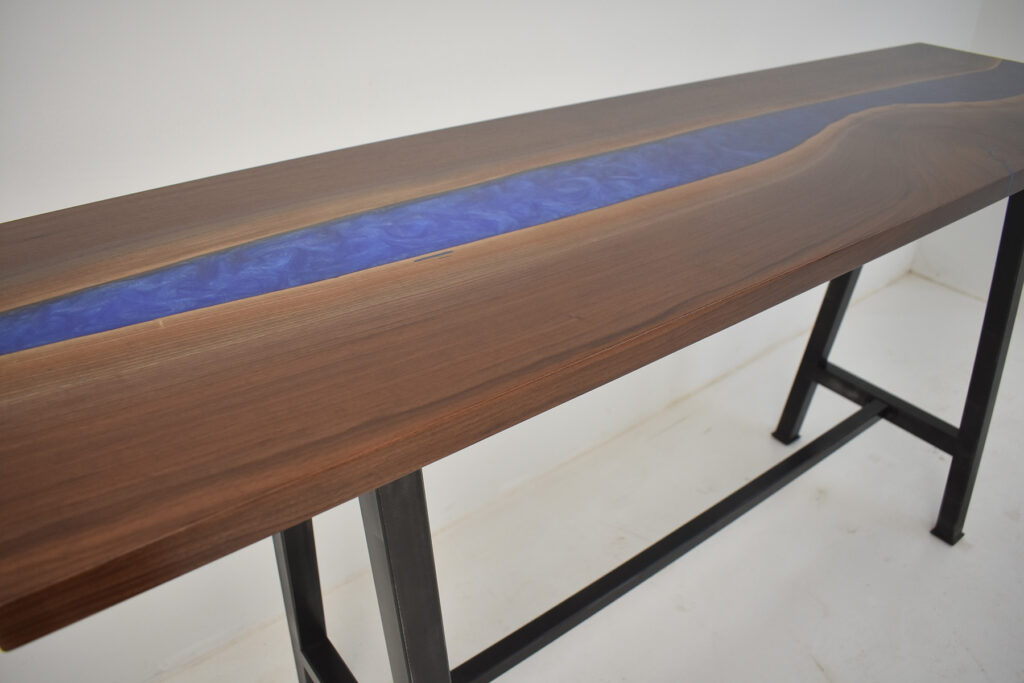 http://Epoxy%20Resin%20River%20Sofa%20Table%20With%20Dual%20Pour%20Blues%204