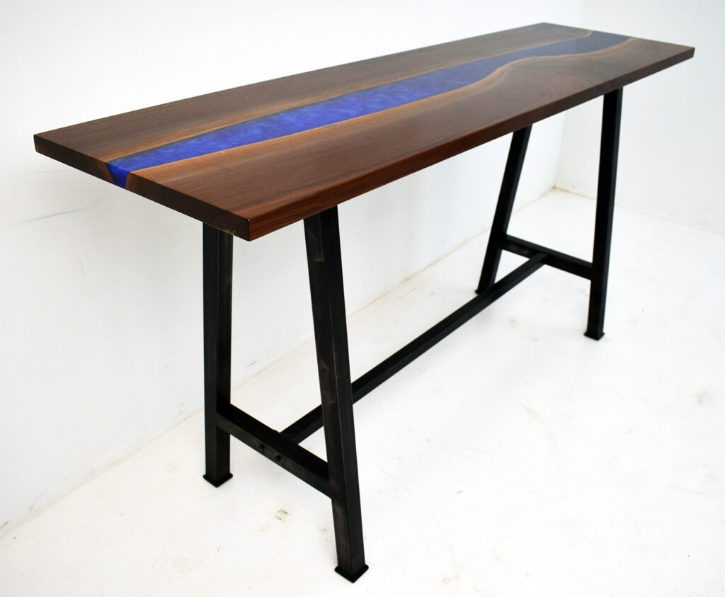 http://Epoxy%20Resin%20River%20Sofa%20Table%20With%20Dual%20Pour%20Blues%205