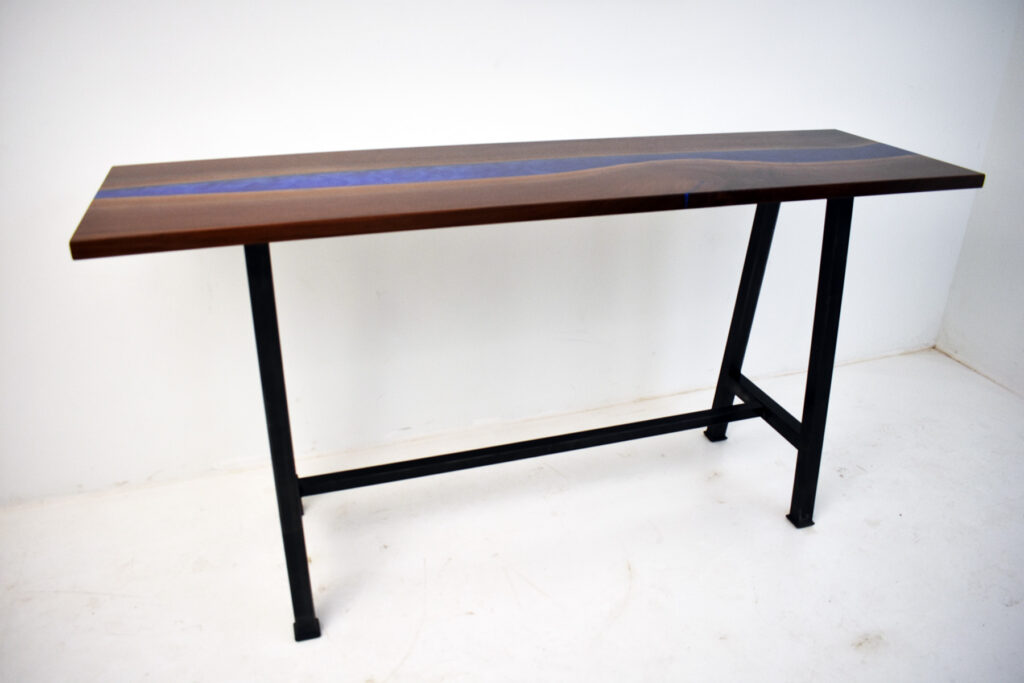 http://Epoxy%20Resin%20River%20Sofa%20Table%20With%20Dual%20Pour%20Blues%201