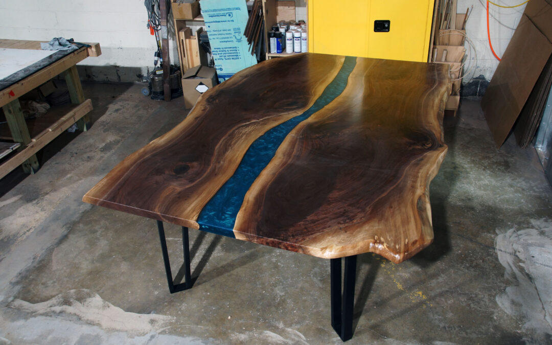 LED Backlit Epoxy Resin River Conference Table