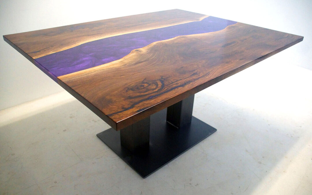 Square Purple Epoxy River Dining Table