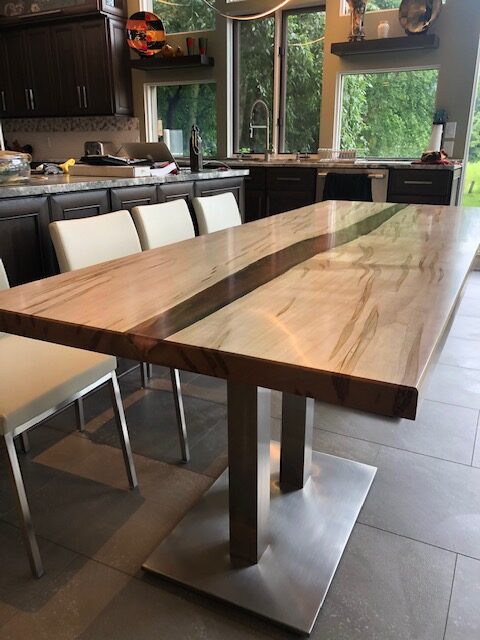 Maple Maroon Epoxy River Kitchen Dining Table