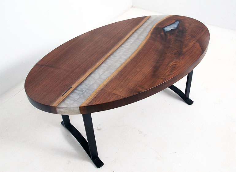 Black Walnut With White Pearl Epoxy River Coffee Table