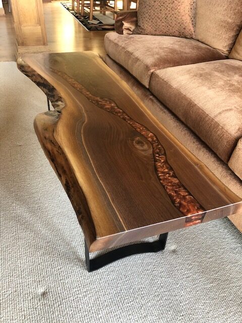Copper Epoxy And Walnut River Coffee Table