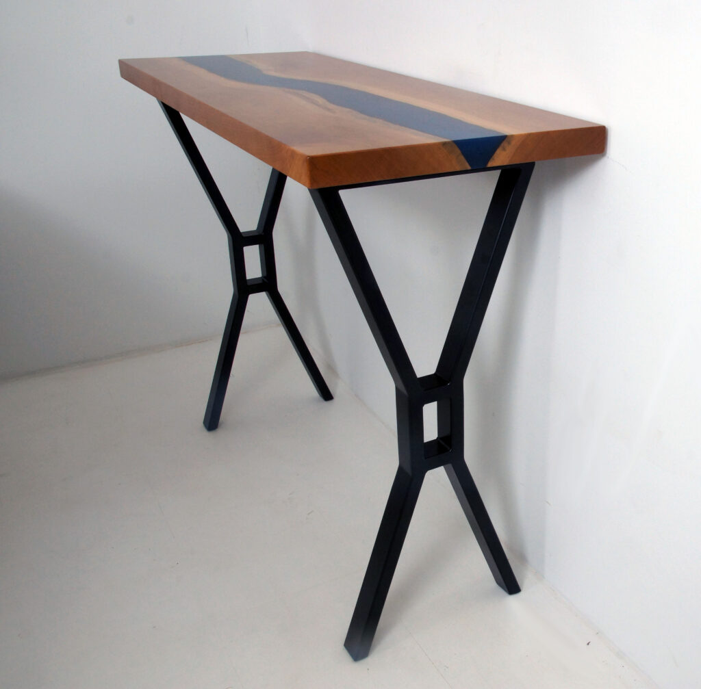 http://Cherry%20Dining%20Table%20With%20Blue%20Resin%20And%20Matching%20Side%20Table%205