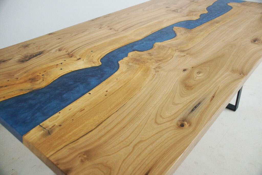 http://Elm%20Kitchen%20Table%20With%20Blue%20Epoxy%20Resin%20River%205