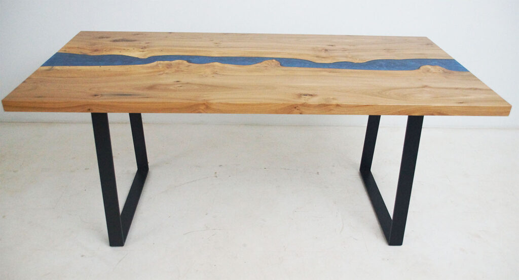 http://Elm%20Kitchen%20Table%20With%20Blue%20Epoxy%20Resin%20River%201