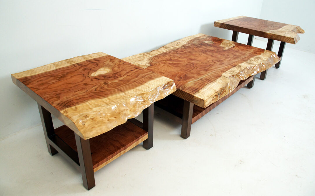 Live Edge Redwood Coffee Table & Side Table Set