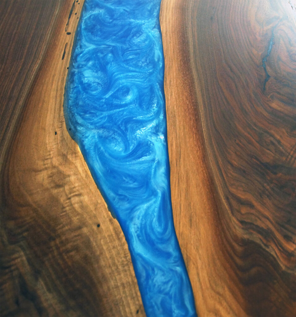 http://Walnut%20Dining%20Room%20Table%20With%20Caribbean%20Blue%20Resin%206
