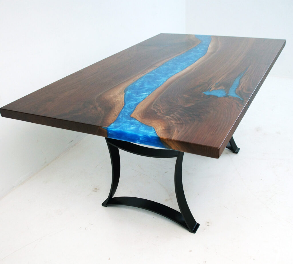 http://Walnut%20Dining%20Room%20Table%20With%20Caribbean%20Blue%20Resin%205
