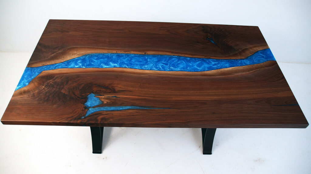 http://Walnut%20Dining%20Room%20Table%20With%20Caribbean%20Blue%20Resin%203