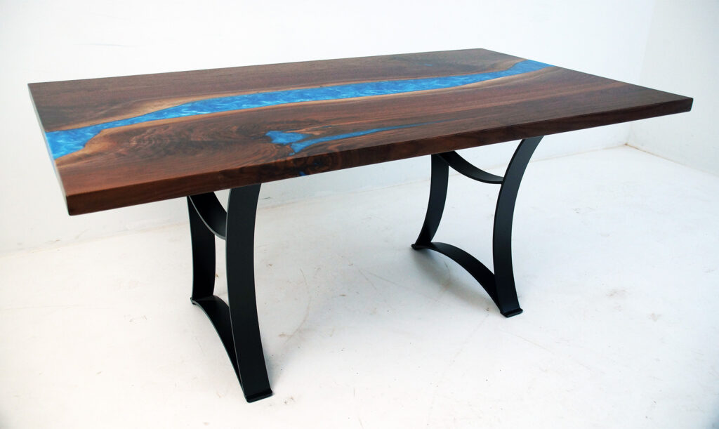 http://Walnut%20Dining%20Room%20Table%20With%20Caribbean%20Blue%20Resin%202